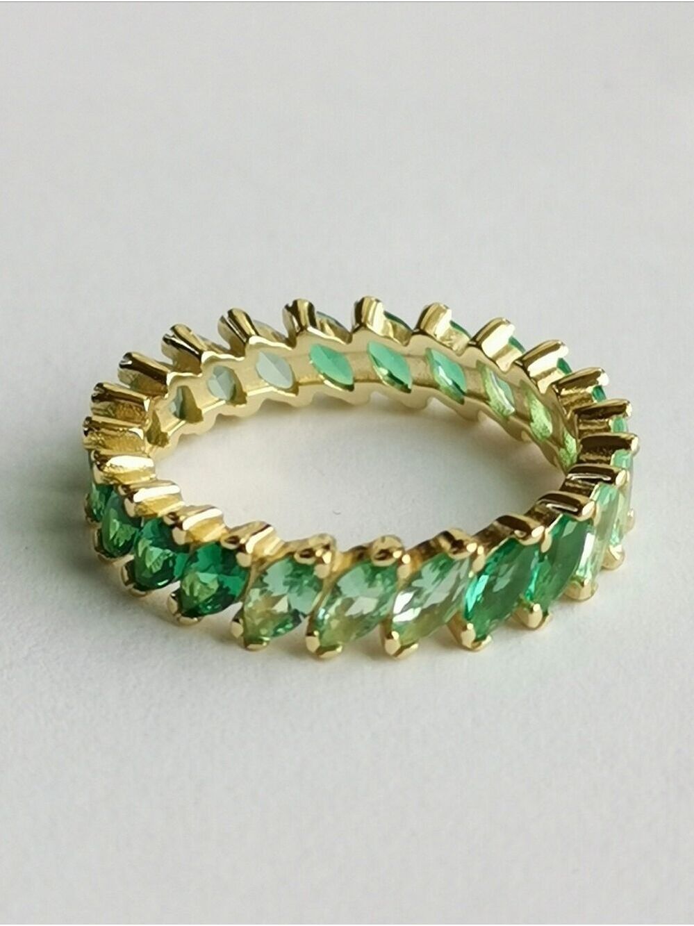 Apatite Eternity Band Ring in 14k Gold Over Sterling Silver size 8 🆕